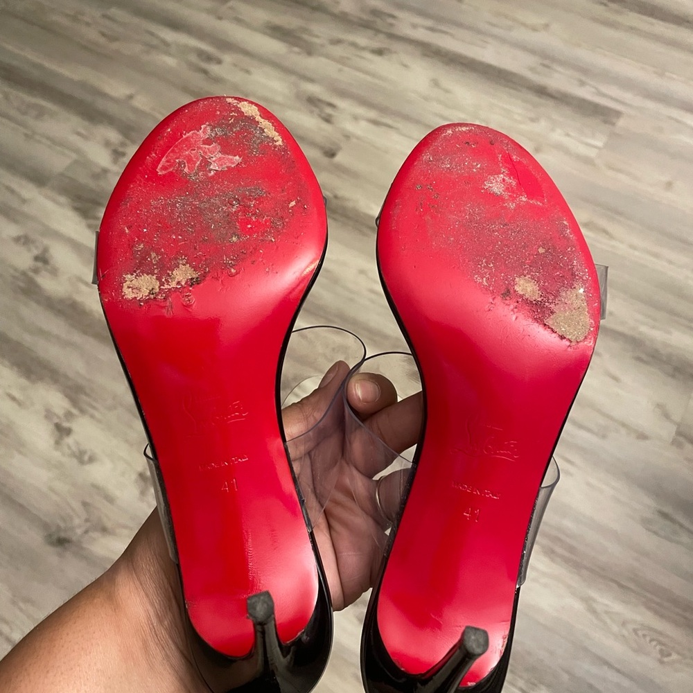 Christian Louboutin Black and Cream Heels with Slingback Design - Picture 7 of 7